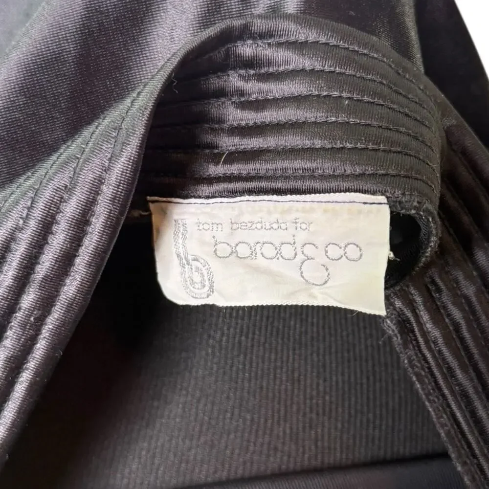 Vtg Black‎ Satin Robe Old Hollywood Luxurious USA Union Made Barad & Co Sz M EUC